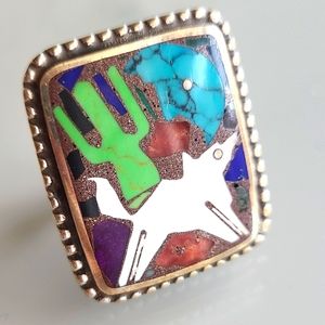 Vintage Rare Sterling Turza Wells And Andrew  Shows Coyote Ring